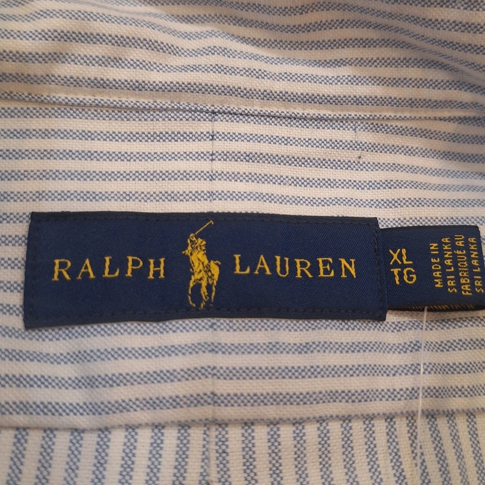 New Polo Ralph Lauren Buttondown Shirt Sz XL Blue White Striped Oxford Classic - Picture 7 of 8